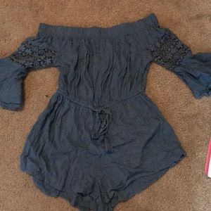 Blue romper with half sleeves